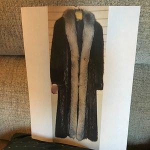FULL LENGTH RANCH MINK WITH GREY FOX SHAWL COLLAR